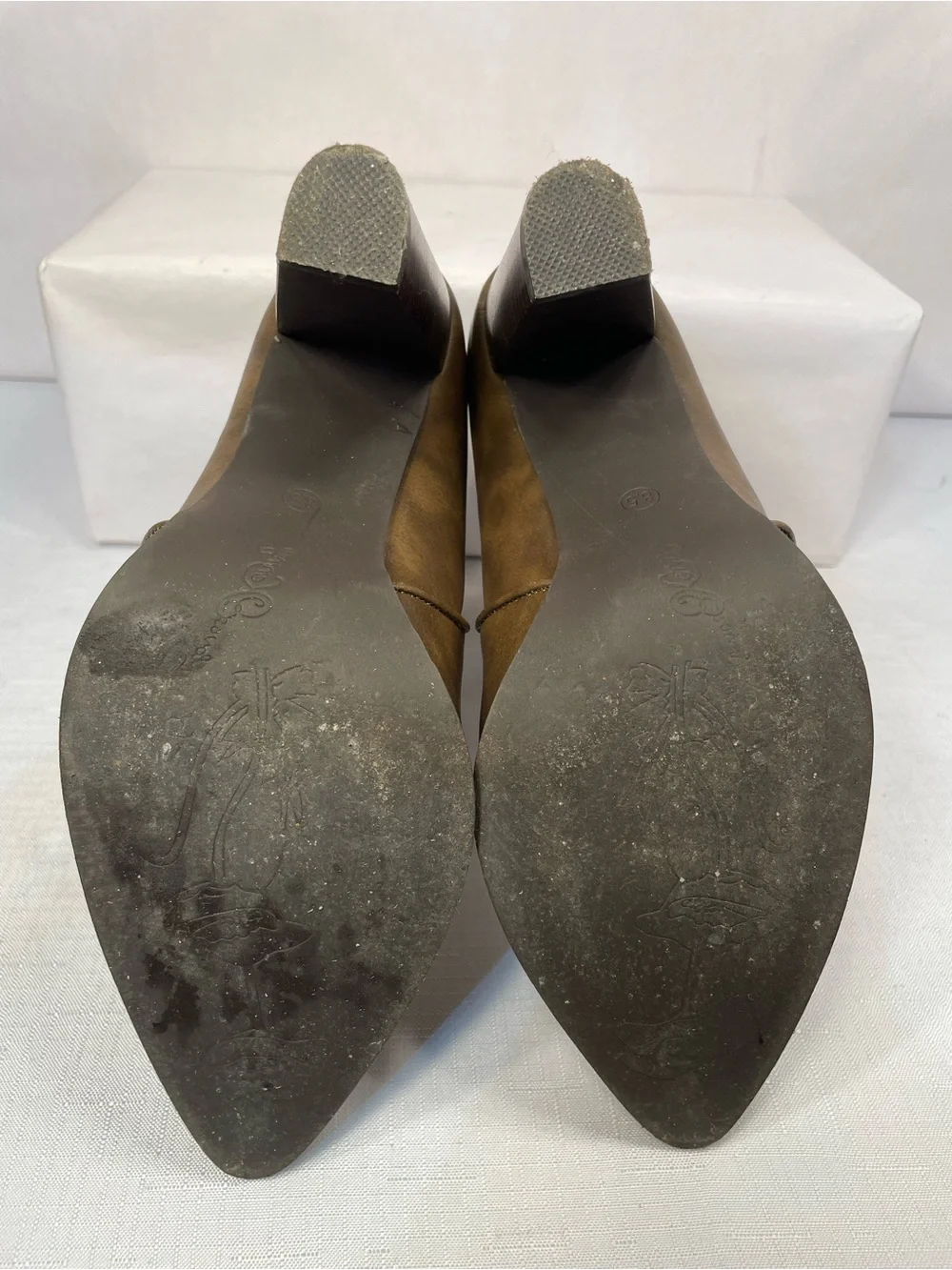 Penny Loves Kenny Brown Stacked Heel Ankle Booties